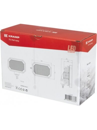 Darbo žibintas LED, 42W, 2800lm, stačiakampė, potvynio, Kramp 3 Darbo žibintas LED, 42W, 2800lm, stačiakampė, potvynio, Kramp 3