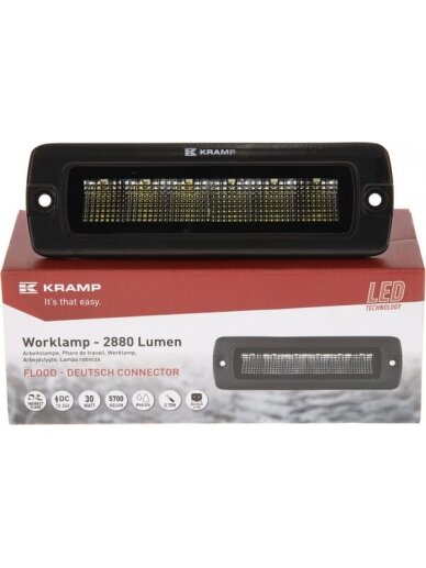 Darbo žibintas netiesioginė LED, 30W, 2880lm, stačiakampė, 12/24V, balta, 157x49,7x60mm Deutsch kištukas, Flood, 6LED's 3 Darbo žibintas netiesioginė LED, 30W, 2880lm, stačiakampė, 12/24V, balta, 157x49,7x60mm Deutsch kištukas, Flood, 6LED's 3