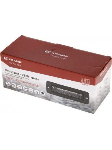 Darbo žibintas netiesioginė LED, 30W, 2880lm, stačiakampė, 12/24V, balta, 157x49,7x60mm Deutsch kištukas, Flood, 6LED's 4
