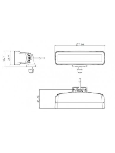 Darbo žibintas netiesioginė LED, 30W, 2880lm, stačiakampė, 12/24V, balta, 157x49,7x60mm Deutsch kištukas, taškinė žibintas, 6LED's 12