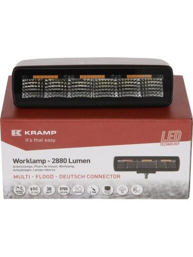 Darbo žibintas netiesioginė LED, 30W, 2880lm, stačiakampė, 12/24V, balta/oranžinė, 157x49,7x60mm Deutsch kištukas, Flood, 6LED's 3 Darbo žibintas netiesioginė LED, 30W, 2880lm, stačiakampė, 12/24V, balta/oranžinė, 157x49,7x60mm Deutsch kištukas, Flood, 6LED's 3