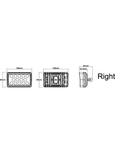 Darbo žibintas RH LED, 21W, 2600lm, stačiakampė, 10-30V, balta, 158x84x95mm, prožektorius, 14 LED, Kramp 10