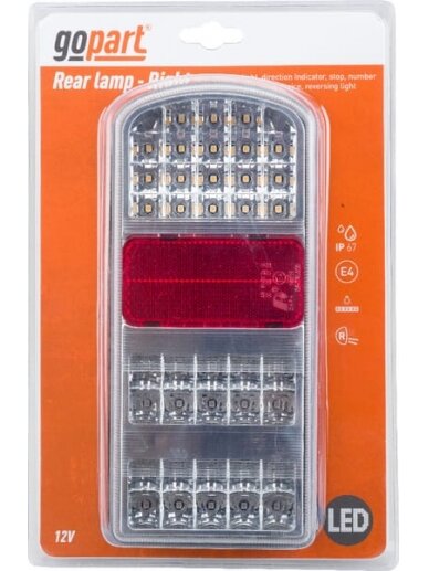 Daugiafunkcinė lemputė RH LED, stačiakampė, 12V, 235x105x53mm, 5 kontaktų bajonetas, gopart