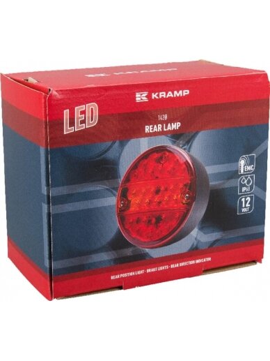 Daugiafunkcinis galinis LED žibintas, apvalus, 12 V, Ø 142 mm, Kramp 1