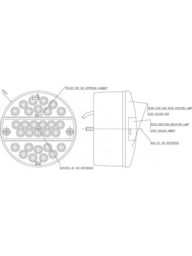 Daugiafunkcinis galinis LED žibintas, apvalus, 12 V, Ø 142 mm, Kramp 7 Daugiafunkcinis galinis LED žibintas, apvalus, 12 V, Ø 142 mm, Kramp 7