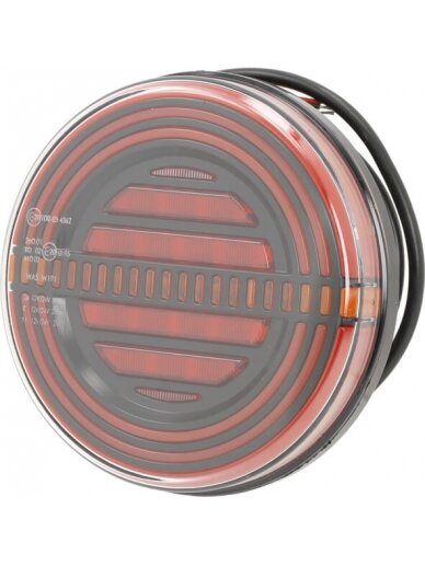 Daugiafunkcinis galinis LED žibintas, apvalus, 12 V, Ø 142 mm, Kramp Daugiafunkcinis galinis LED žibintas, apvalus, 12 V, Ø 142 mm, Kramp