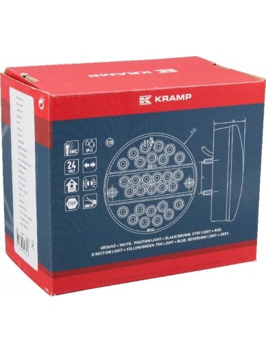 Daugiafunkcinis galinis LED žibintas, apvalus, 24 V (integruota varža), Ø 142 mm, Kramp 1 Daugiafunkcinis galinis LED žibintas, apvalus, 24 V (integruota varža), Ø 142 mm, Kramp 1