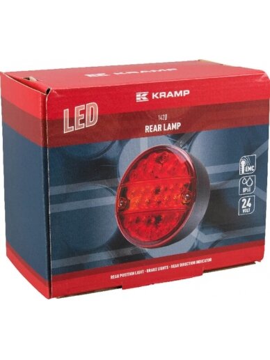 Daugiafunkcinis galinis LED žibintas, apvalus, 24 V, Ø 142 mm, Kramp 1 Daugiafunkcinis galinis LED žibintas, apvalus, 24 V, Ø 142 mm, Kramp 1