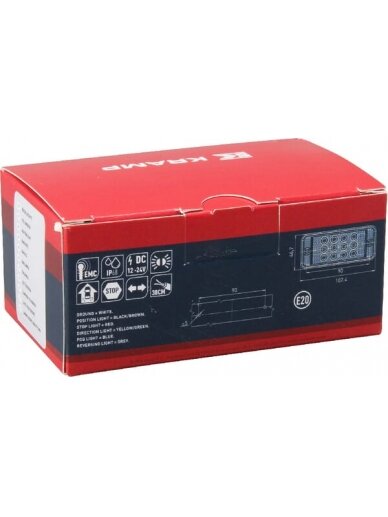 Daugiafunkcinis galinis LED žibintas, stačiakampis, 12-24 V, 107,4x46,7x23 mm, Kramp 5