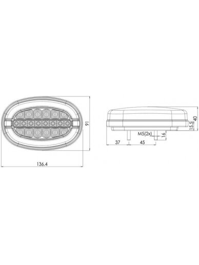 Daugiafunkcinis galinis LED žibintas, stačiakampis, 12-24 V, 136,4x91x40 mm, Kramp 8 Daugiafunkcinis galinis LED žibintas, stačiakampis, 12-24 V, 136,4x91x40 mm, Kramp 8