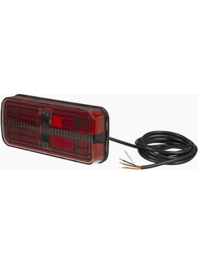 Daugiafunkcinis galinis LED žibintas, stačiakampis, 12-24 V, 200,5x85,3x28,9 mm, Kramp