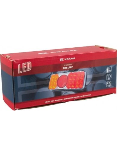 Daugiafunkcinis galinis LED žibintas, stačiakampis, 12-24 V, 200,5x85x40 mm, Kramp 3 Daugiafunkcinis galinis LED žibintas, stačiakampis, 12-24 V, 200,5x85x40 mm, Kramp 3