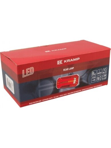 Daugiafunkcinis galinis LED žibintas, stačiakampis, 12-24 V, 236x104x61,5 mm, Kramp 3 Daugiafunkcinis galinis LED žibintas, stačiakampis, 12-24 V, 236x104x61,5 mm, Kramp 3