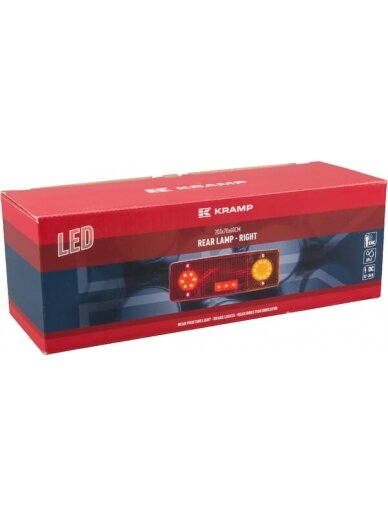 Daugiafunkcinis galinis LED žibintas, stačiakampis, 12-24 V, 287,5x100,5x65 mm, Kramp 1 Daugiafunkcinis galinis LED žibintas, stačiakampis, 12-24 V, 287,5x100,5x65 mm, Kramp 1