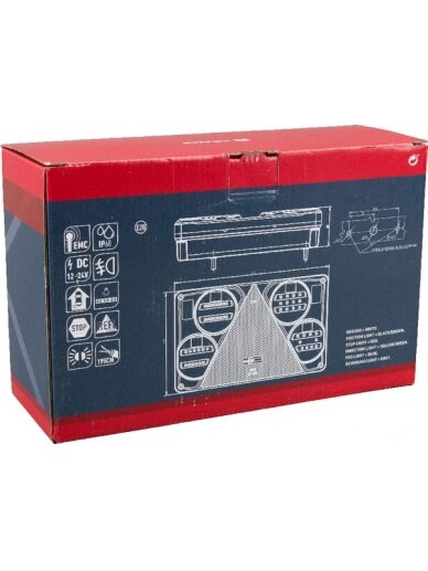 Daugiafunkcinis galinis LH žibintas LED, stačiakampis, 12-24 V, 232x142x59 mm, Kramp 4