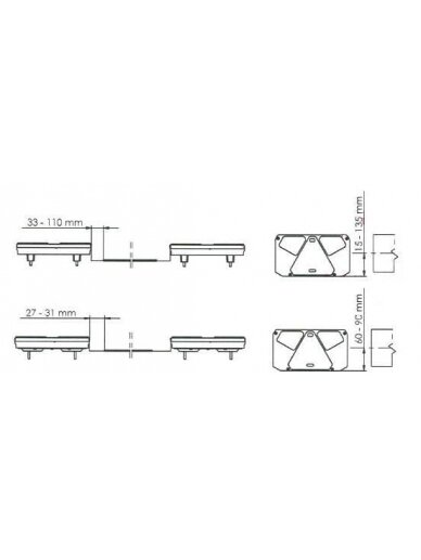 Daugiafunkcinis galinis LH žibintas LED, stačiakampis, 12-24 V, 242x134x36,5 mm, Kramp 4 Daugiafunkcinis galinis LH žibintas LED, stačiakampis, 12-24 V, 242x134x36,5 mm, Kramp 4
