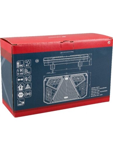 Daugiafunkcinis galinis LH žibintas LED, stačiakampis, 12-24 V, 242x134x36,5 mm, Kramp 4 Daugiafunkcinis galinis LH žibintas LED, stačiakampis, 12-24 V, 242x134x36,5 mm, Kramp 4