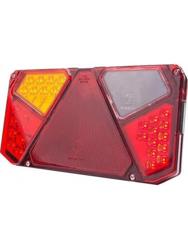Daugiafunkcinis galinis LH žibintas LED, stačiakampis, 12-24 V, 242x134x36,5 mm, Kramp