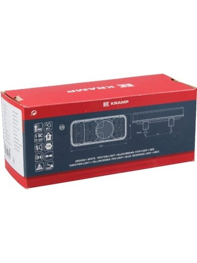 Daugiafunkcinis galinis LH žibintas LED, stačiakampis, 12-24V, 200.5x85x40mm, Kramp 2