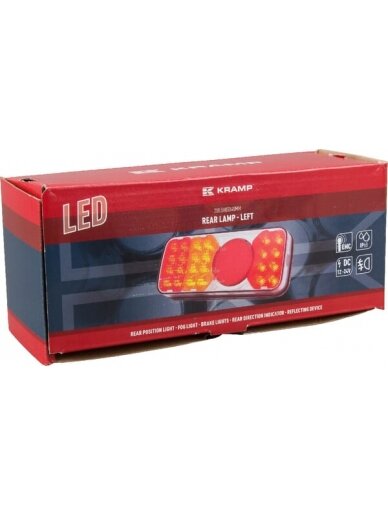 Daugiafunkcinis galinis LH žibintas LED, stačiakampis, 12-24V, 200.5x85x40mm, Kramp 4 Daugiafunkcinis galinis LH žibintas LED, stačiakampis, 12-24V, 200.5x85x40mm, Kramp 4