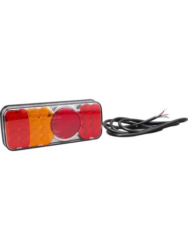 Daugiafunkcinis galinis LH žibintas LED, stačiakampis, 12-24V, 200.5x85x40mm, Kramp