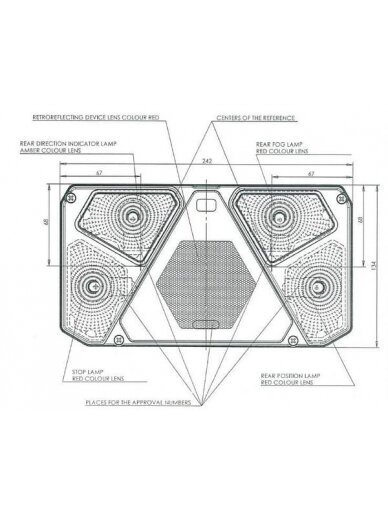 Daugiafunkcinis galinis LH žibintas stačiakampis, 12/24V, 242x134x58mm, gopart 9