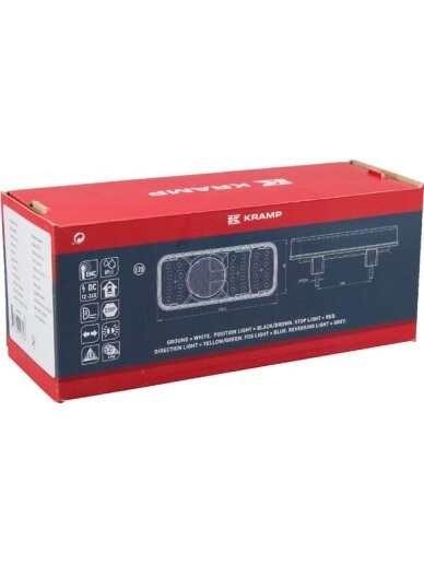 Daugiafunkcinis galinis RH šviesos diodas, stačiakampis, 12-24 V, 200,5x85x40 mm, 5 kontaktų, Kramp 3 Daugiafunkcinis galinis RH šviesos diodas, stačiakampis, 12-24 V, 200,5x85x40 mm, 5 kontaktų, Kramp 3