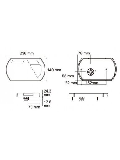 Daugiafunkcinis galinis RH žibintas LED, 12 V, 236x140x24,3 mm, 5 kontaktų bajonetas, Kramp 3 Daugiafunkcinis galinis RH žibintas LED, 12 V, 236x140x24,3 mm, 5 kontaktų bajonetas, Kramp 3