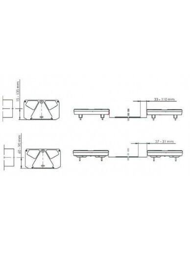 Daugiafunkcinis galinis RH žibintas LED, stačiakampis, 12-24 V, 242x134x36,5 mm, Kramp 9 Daugiafunkcinis galinis RH žibintas LED, stačiakampis, 12-24 V, 242x134x36,5 mm, Kramp 9