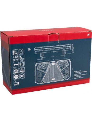 Daugiafunkcinis galinis RH žibintas LED, stačiakampis, 12-24 V, 242x134x36,5 mm, Kramp 4
