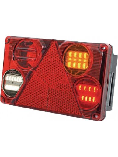 Daugiafunkcinis galinis RH žibintas LED, stačiakampis, 12-24V, 232x142x59mm, 5 kontaktų, Kramp