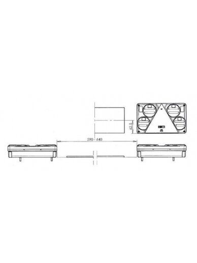 Daugiafunkcinis galinis RH žibintas LED, stačiakampis, 12-24V, 232x142x59mm, Kramp 7
