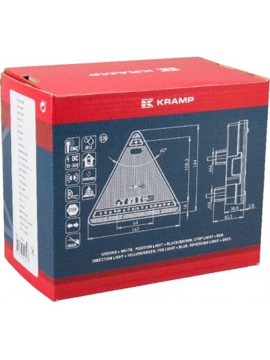 Daugiafunkcinis galinis RH žibintas LED, trikampis, 12-24 V, 163x144x38,8 mm, Kramp 2 Daugiafunkcinis galinis RH žibintas LED, trikampis, 12-24 V, 163x144x38,8 mm, Kramp 2