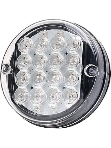 Daugiafunkcinis priekinis LED žibintas, apvalus, 12 V, skaidrus, tvirtinamas varžtais, Ø 115 mm, Waś