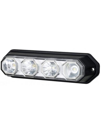 Daugiafunkcinis priekinis LED žibintas, stačiakampis, 12-24 V, baltos spalvos, 147x37x42 mm, 4 LED, Kramp 3