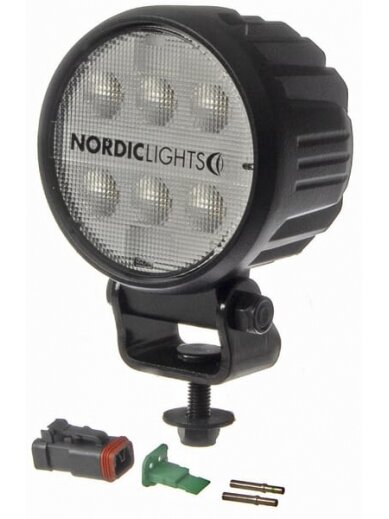 Darbo šviesos diodas LED, 28W, 2800lm, apvalus, 12/24V, baltas, tvirtinamas varžtais, 93x93x122mm, Deutsch 2-pin, Flood, 6 LED, Canis GO 420, Nordic Lights Darbo šviesos diodas LED, 28W, 2800lm, apvalus, 12/24V, baltas, tvirtinamas varžtais, 93x93x122mm, Deutsch 2-pin, Flood, 6 LED, Canis GO 420, Nordic Lights