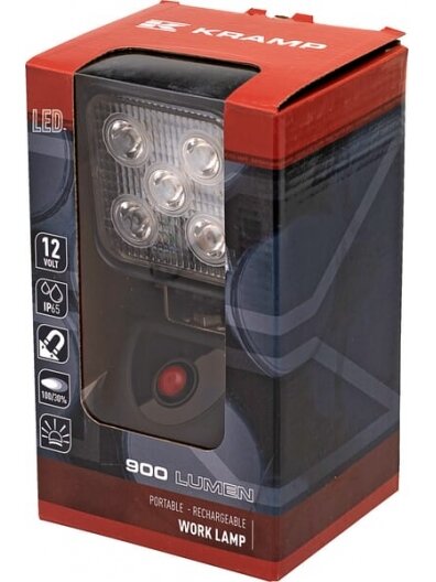 Darbinė LED lemputė, 15W, 900lm, 11-36V, juoda, 192.5x115x DC kištukas, 5 LED, Kramp 9 Darbinė LED lemputė, 15W, 900lm, 11-36V, juoda, 192.5x115x DC kištukas, 5 LED, Kramp 9