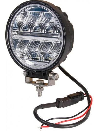 Darbinis LED žibintas, 24W, 2272lm, apvali, 9-36V, Ø 128mm Deutsch kištukas, plati žibintas, 16 LED, Kramp Darbinis LED žibintas, 24W, 2272lm, apvali, 9-36V, Ø 128mm Deutsch kištukas, plati žibintas, 16 LED, Kramp