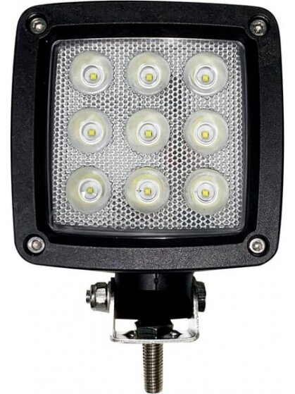 Darbinė LED lempa, 27W, 3000lm, kvadratinė, balta, 10/30V, "Deutsch" kištukas, platus šviesos srautas, 9 šviesos diodai "Kramp Darbinė LED lempa, 27W, 3000lm, kvadratinė, balta, 10/30V, "Deutsch" kištukas, platus šviesos srautas, 9 šviesos diodai "Kramp