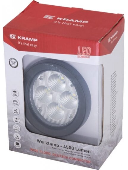 Darbinis LED žibintas, 40W, 4500lm, apvalus, baltos spalvos, 110x93x145mm, platus šviesos srautas, 4 LED, Kramp 3
