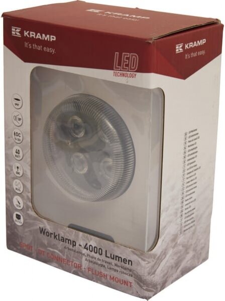 Darbinis LED žibintas, 40W, 4000lm, apvalus, 10/30V, Ø 90mm, H11/Deutsch kištukas, taškinis, 4 LED, Kramp 7