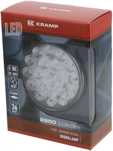 Darbinis LED žibintas, 36W, 2850lm, apvali, 10/30V, Ø 113,9 mm, potvynio, 18 LED, Kramp 3 Darbinis LED žibintas, 36W, 2850lm, apvali, 10/30V, Ø 113,9 mm, potvynio, 18 LED, Kramp 3