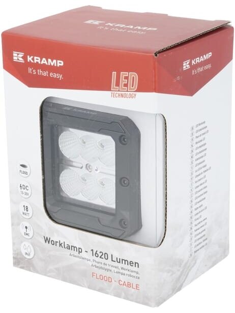 Darbinė LED lemputė, 18W, 1620lm, kvadratinė, 10-30V, 85x76x81mm, prožektorius, Kramp 5 Darbinė LED lemputė, 18W, 1620lm, kvadratinė, 10-30V, 85x76x81mm, prožektorius, Kramp 5