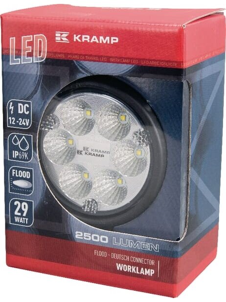 Darbinis LED žibintas, 29W, 2500lm, apvali, 10/30V, Ø 117mm Deutsch kištukas, prožektorius, 6 šviesos diodai, Kramp 2 Darbinis LED žibintas, 29W, 2500lm, apvali, 10/30V, Ø 117mm Deutsch kištukas, prožektorius, 6 šviesos diodai, Kramp 2