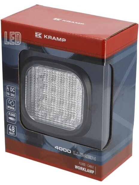 Darbinė LED lempa, 48W, 4000lm, kvadratinė, 10-30V, 146x81x123mm, prožektorius, Kramp 3 Darbinė LED lempa, 48W, 4000lm, kvadratinė, 10-30V, 146x81x123mm, prožektorius, Kramp 3