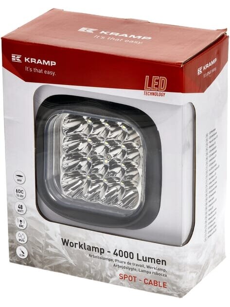 Darbinė LED lempa, 48W, 4000lm, kvadratinė, 10-30V, 146x81x123mm, taškinė, Kramp 4