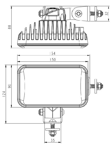 Darbinė LED lempa, 60W, 5600lm, stačiakampė, 9-36V, 150x90x88mm, neakinanti, Kramp 7