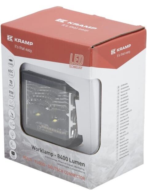 Darbinis LED žibintas, 70W, 8400lm, kvadratinis, 12/24V, baltas/oranžinis, 97x77x75mm, Deutsch kištukas, Flood, 10 LED diodų 2 Darbinis LED žibintas, 70W, 8400lm, kvadratinis, 12/24V, baltas/oranžinis, 97x77x75mm, Deutsch kištukas, Flood, 10 LED diodų 2