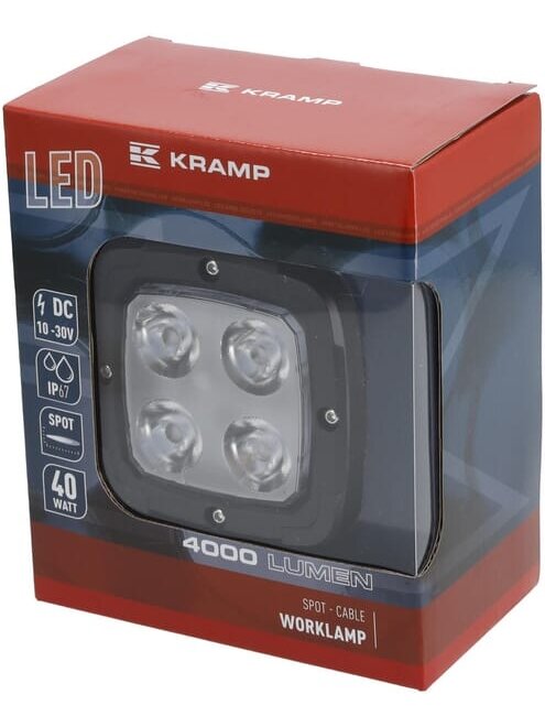 Darbinė LED lempa, 40W, 4000lm, kvadratinė, 10-30V, 110x63.4x98.5mm, taškinė, Kramp 3