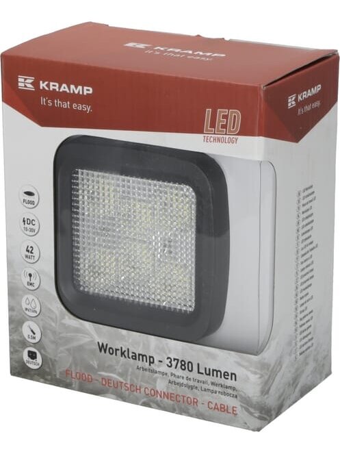 Darbo šviesos diodas LED, 42W, 3780lm, kvadratinis, 10/30V, 128x82x100mm, prožektorius, 6 LED, Kramp 2 Darbo šviesos diodas LED, 42W, 3780lm, kvadratinis, 10/30V, 128x82x100mm, prožektorius, 6 LED, Kramp 2